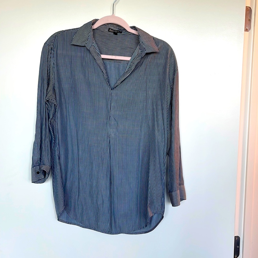 Blue and white stripe shirt